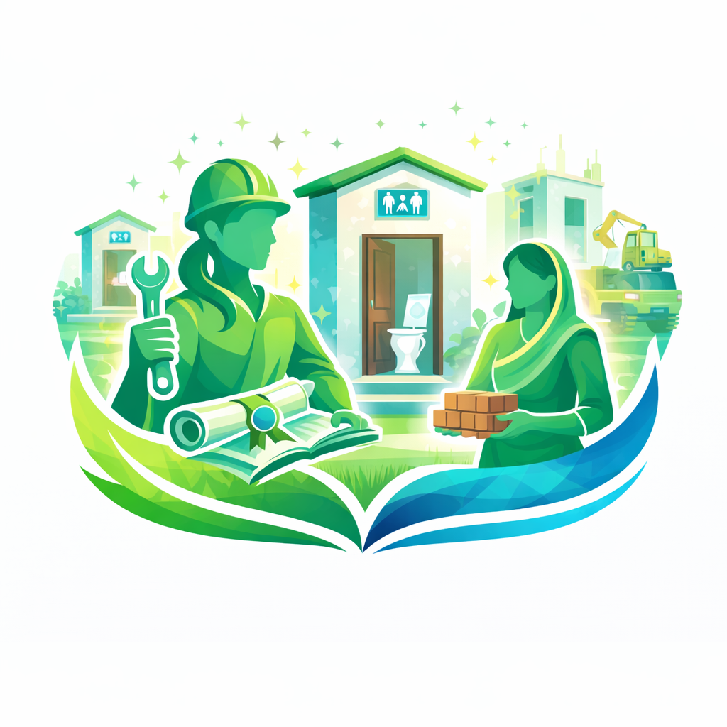 On-site view of Swachh Bharat Abhiyan implementation in a village setting.